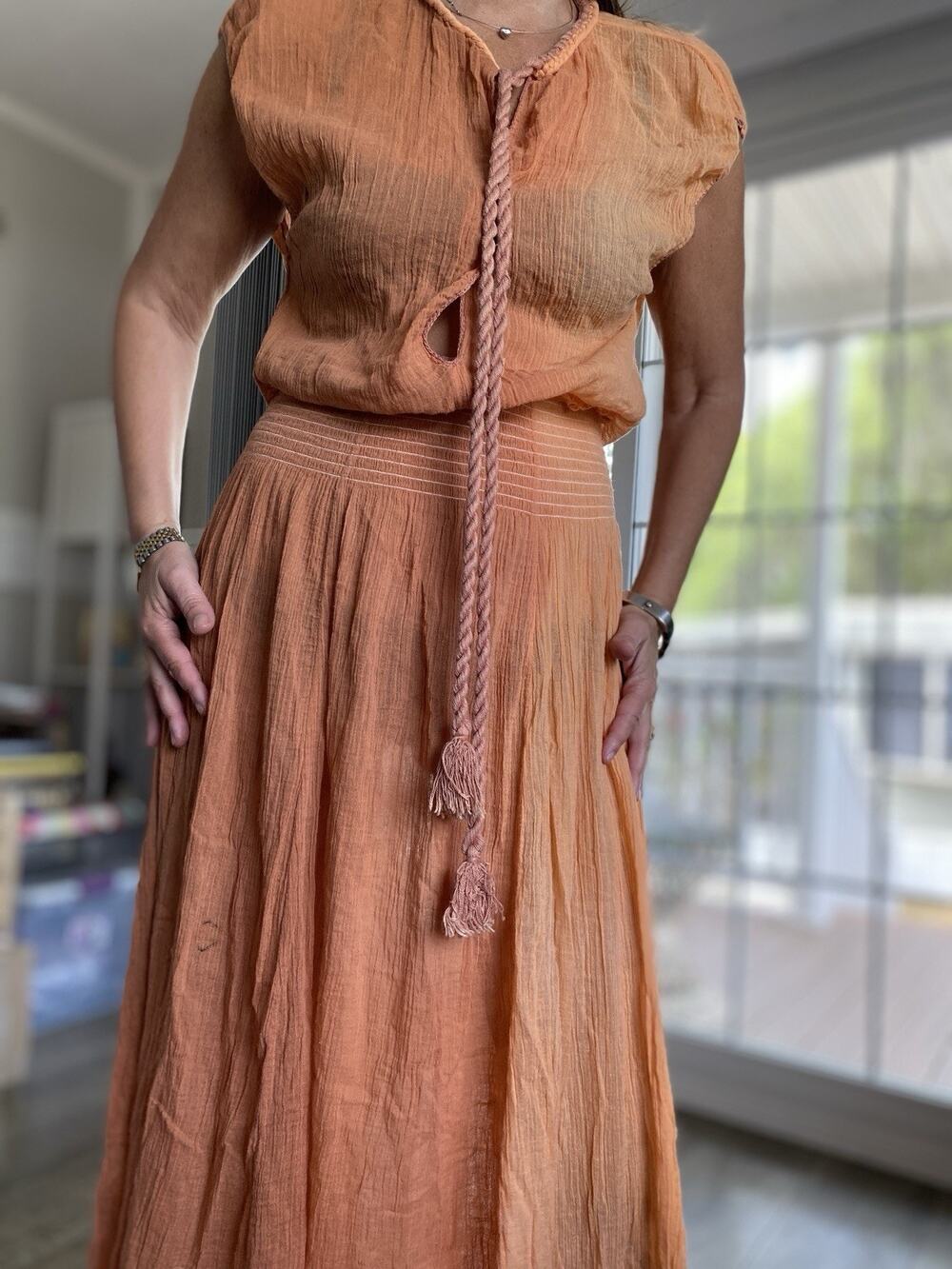 MIGUELINA Peri Cotton Gauze Maxi Coverup Dress In Amber M